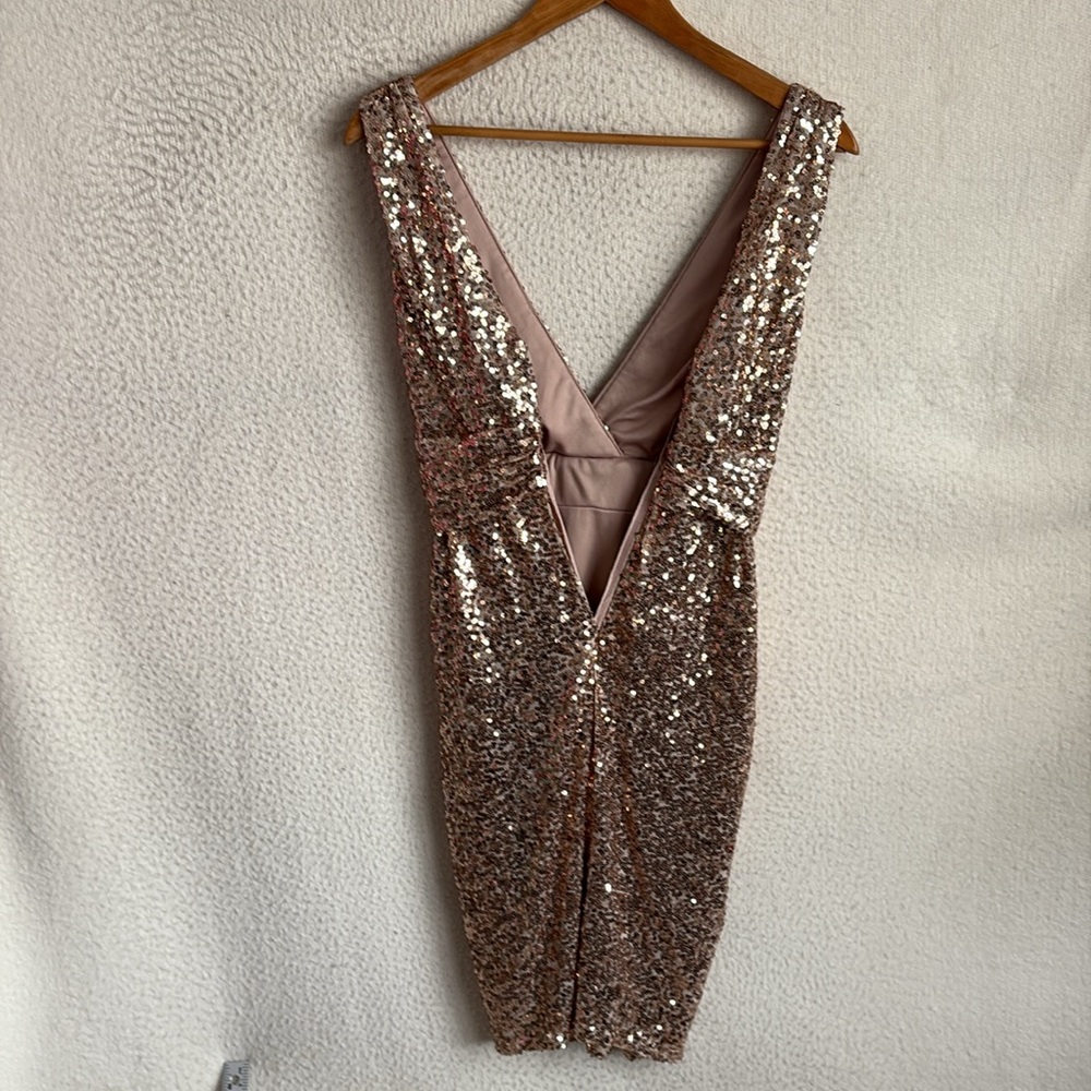 Badgley Mischka‎ Dress Womens Size 0 Gold Sequin - Picture 5 of 8